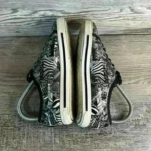 FS/NY Black Animal Hampton Leather Sneakers French Sole - Picture 5 of 7
